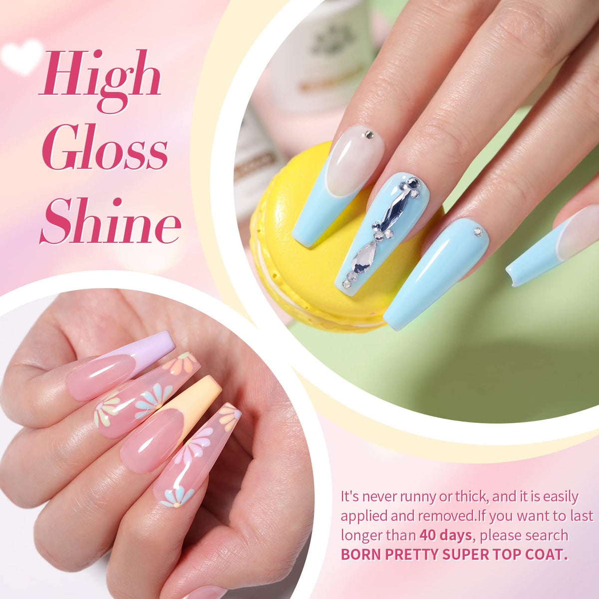 Born Pretty mint green brush stroke on nail tip demonstrating even coverage