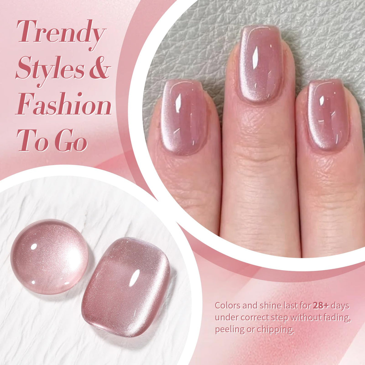 Born Pretty nail art accent with dried-rose cat-eye stripe offering salon-level shimmer