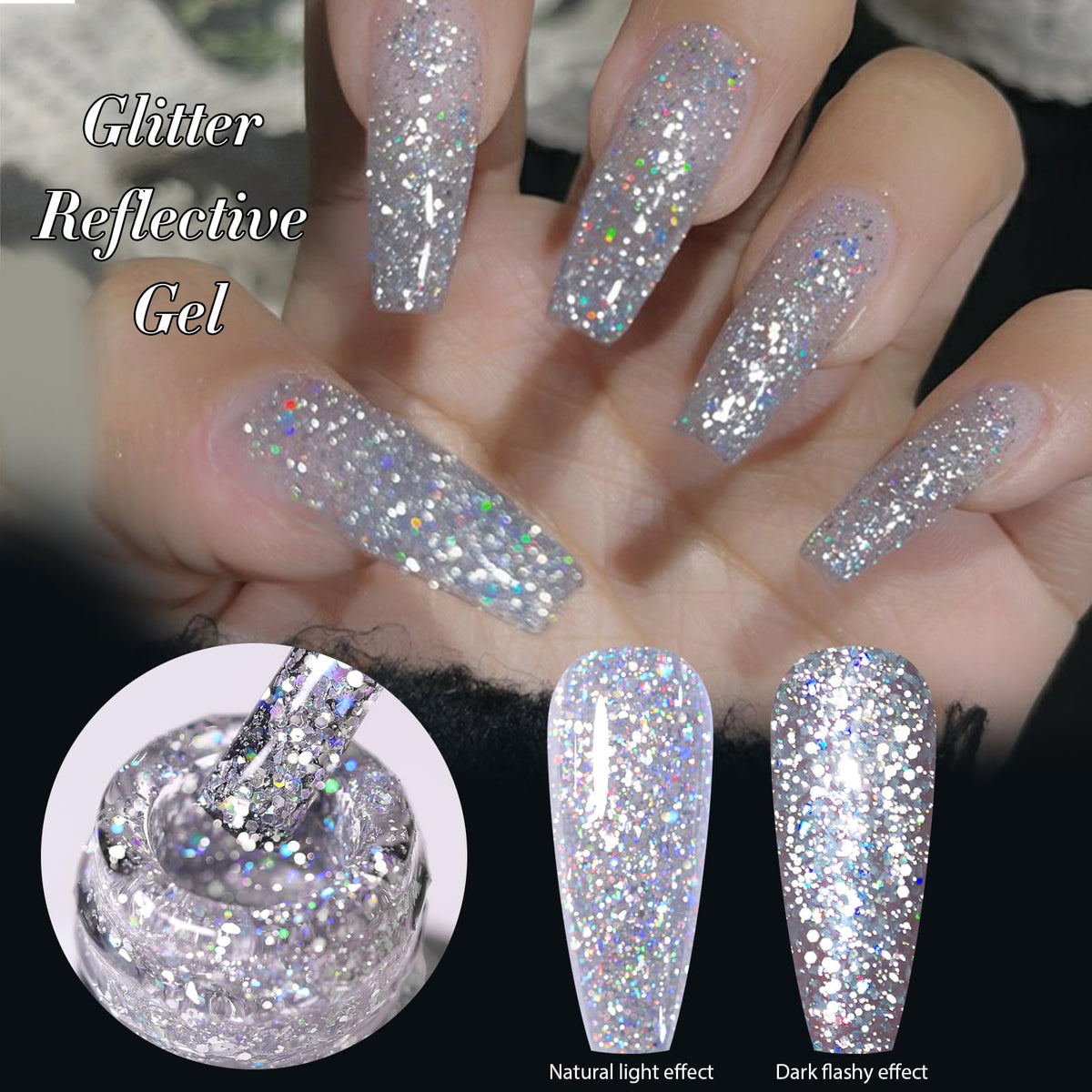 born pretty nails in use at party highlighting dazzling reflective sparkle for eye-catching wear