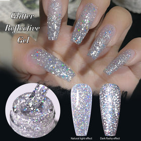 born pretty nails in use at party highlighting dazzling reflective sparkle for eye-catching wear