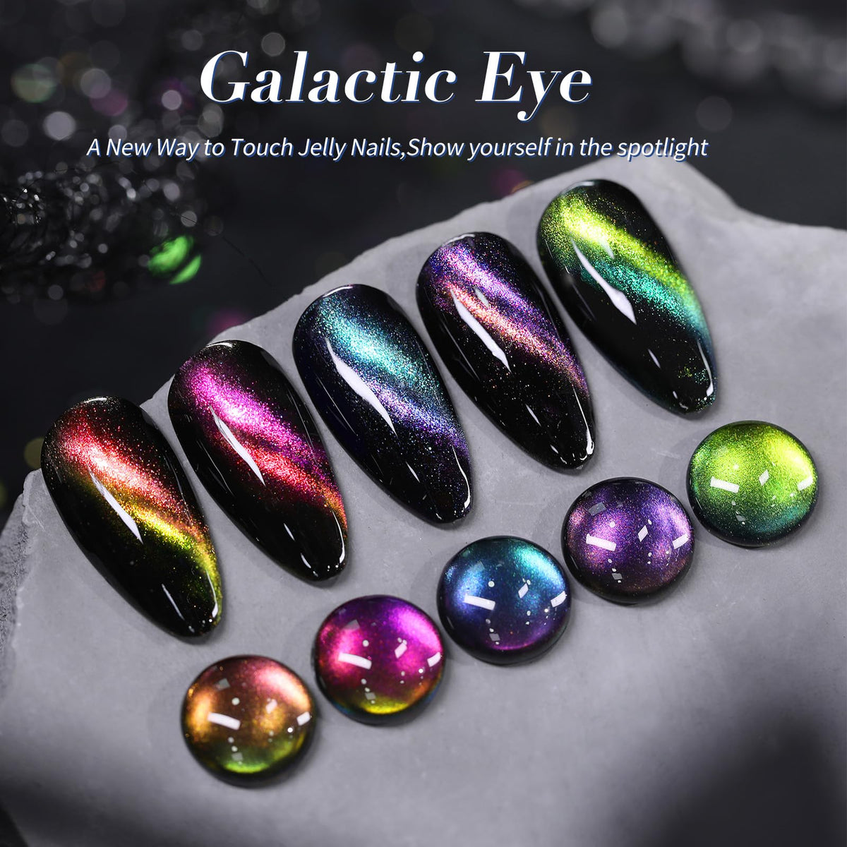 Born Pretty nails in use galaxy look on fingertips demonstrating wearable finish