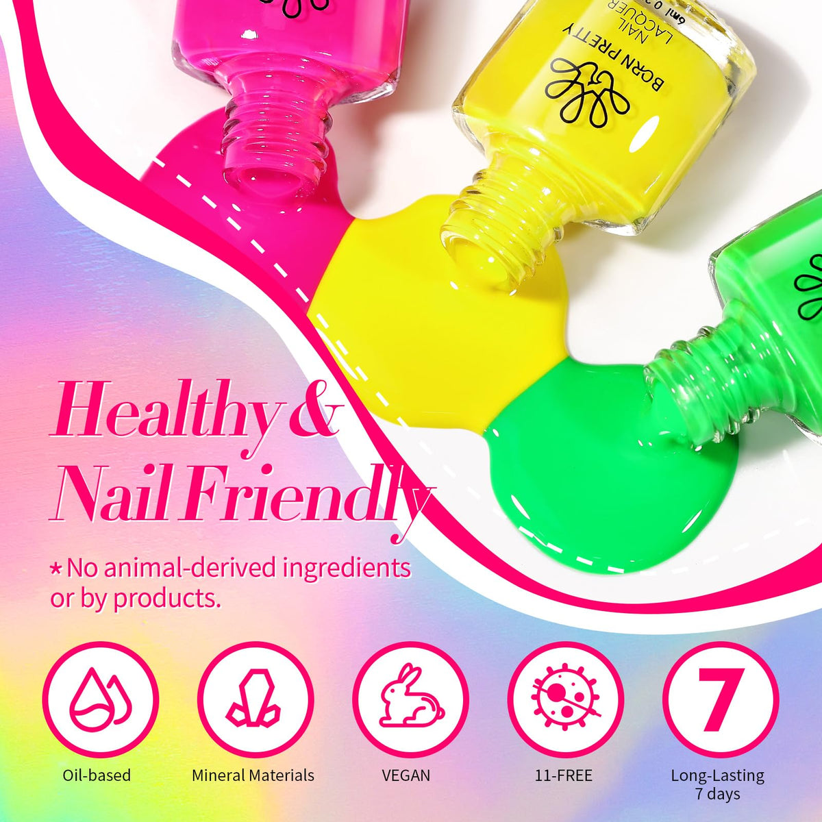 Born Pretty bottles next to ruler showing compact travel-friendly size