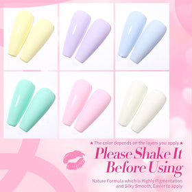 Born Pretty six bottles flatlay displaying coordinated macaron colors for easy mixing