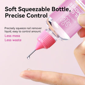 Born Pretty bottle applied to press-on nail demonstrating quick adhesive softening