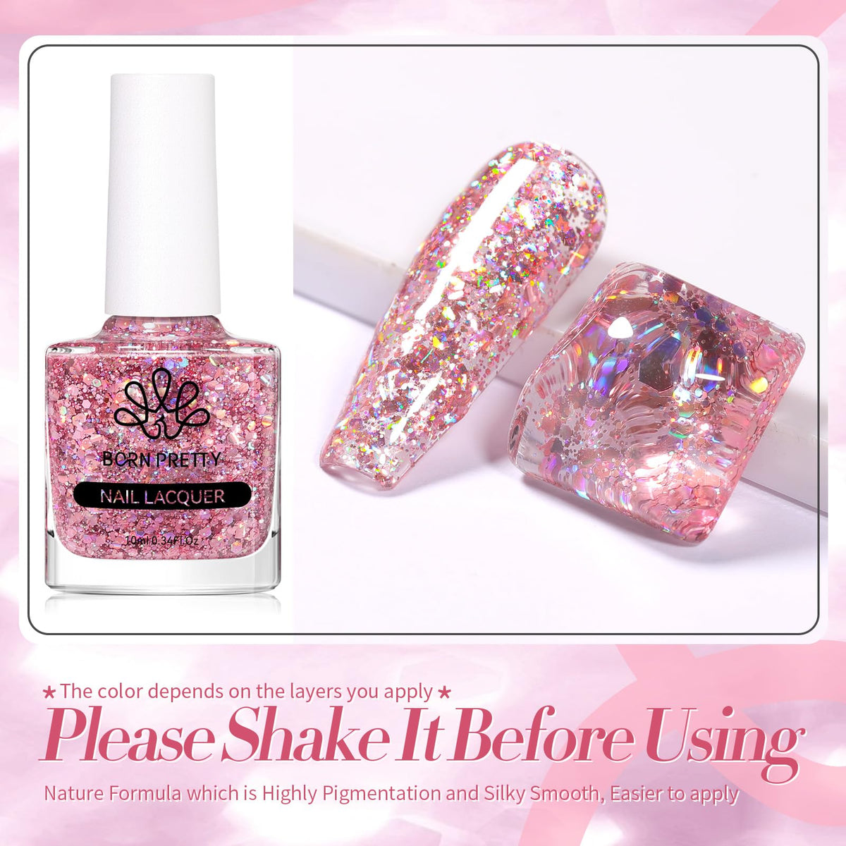 Born Pretty brush stroke illustrating smooth application and quick-dry finish