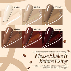 Born Pretty six bottles arranged to display color range, easy shade selection benefit