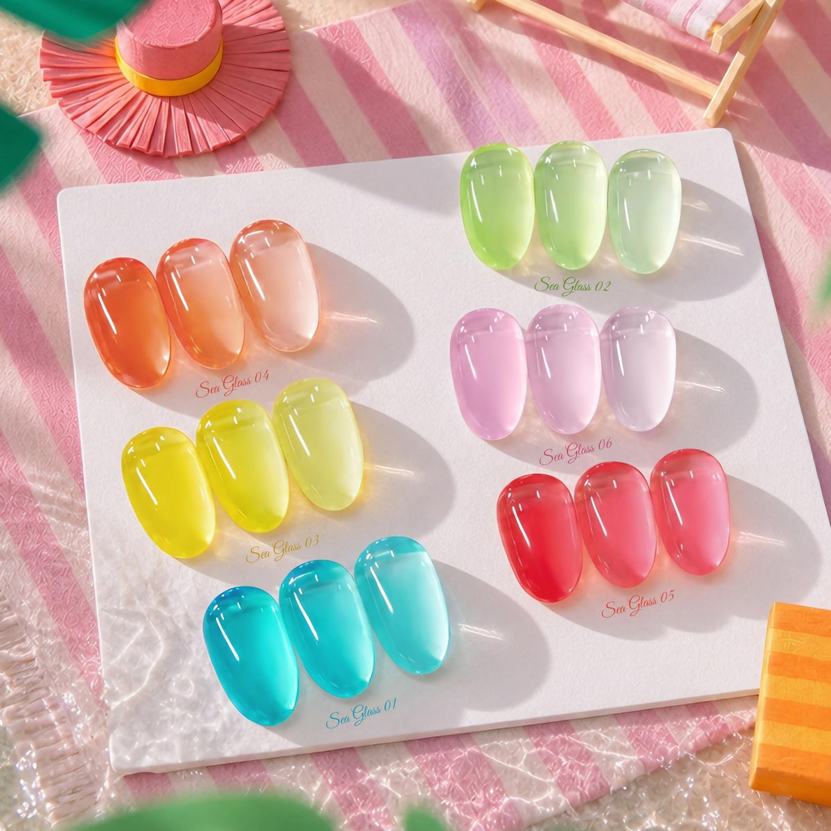Born Pretty nail-tip wheel swatches showing translucent pastel buildable layers