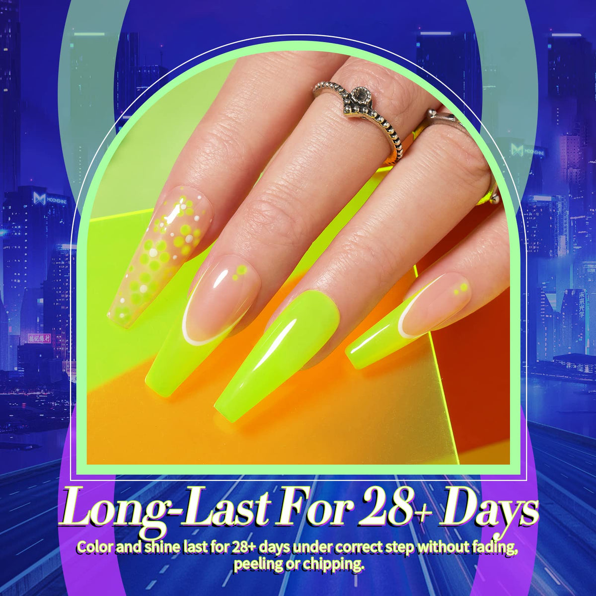 born pretty color swatches on nail wheel showing each vibrant neon shade