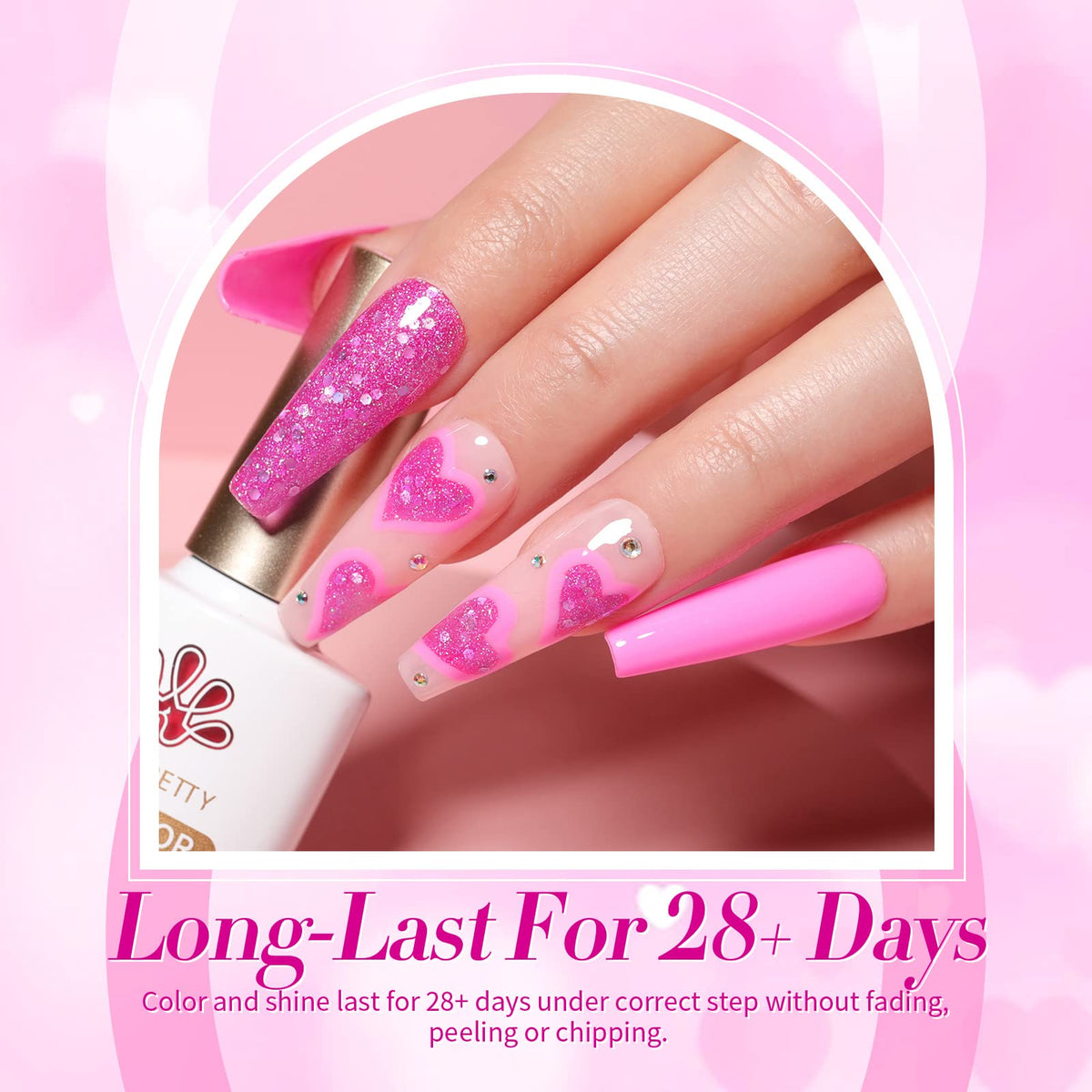 born pretty nail-wheel swatches demonstrating six pink shades for selection