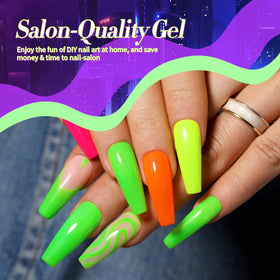 born pretty texture close-up highlighting glossy neon finish and durability