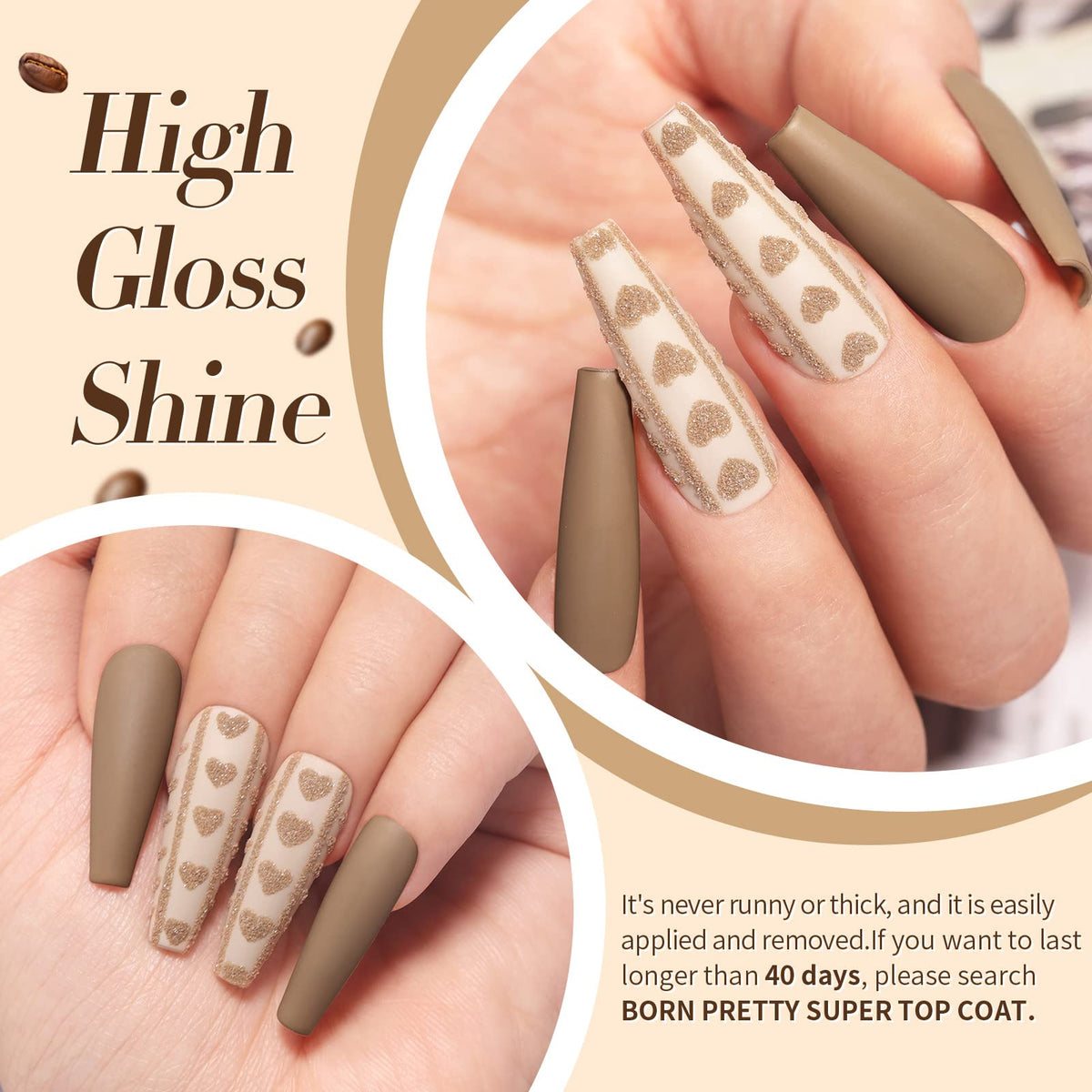 Born Pretty texture image highlighting glossy finish and high shine benefit