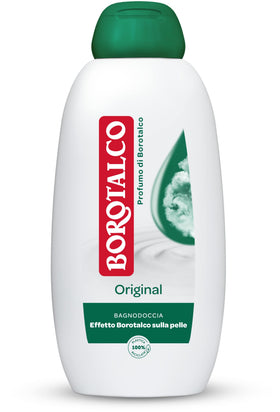 Borotalco front packaging showing bottle and brand, highlights moisturising benefits