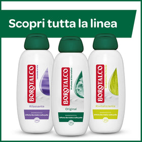 Borotalco bottle beside measuring cup showing 600ml size and value