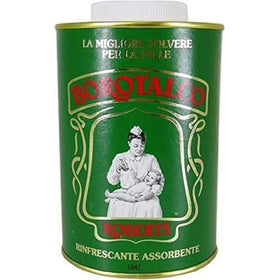 Borotalco front packaging showing 17.5 oz label and Italian origin benefits