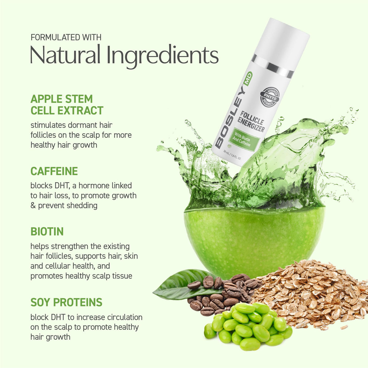 BosleyMD label close-up featuring ingredients list and formulation benefits