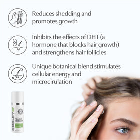 BosleyMD applying serum to scalp demonstrating focused absorption benefit