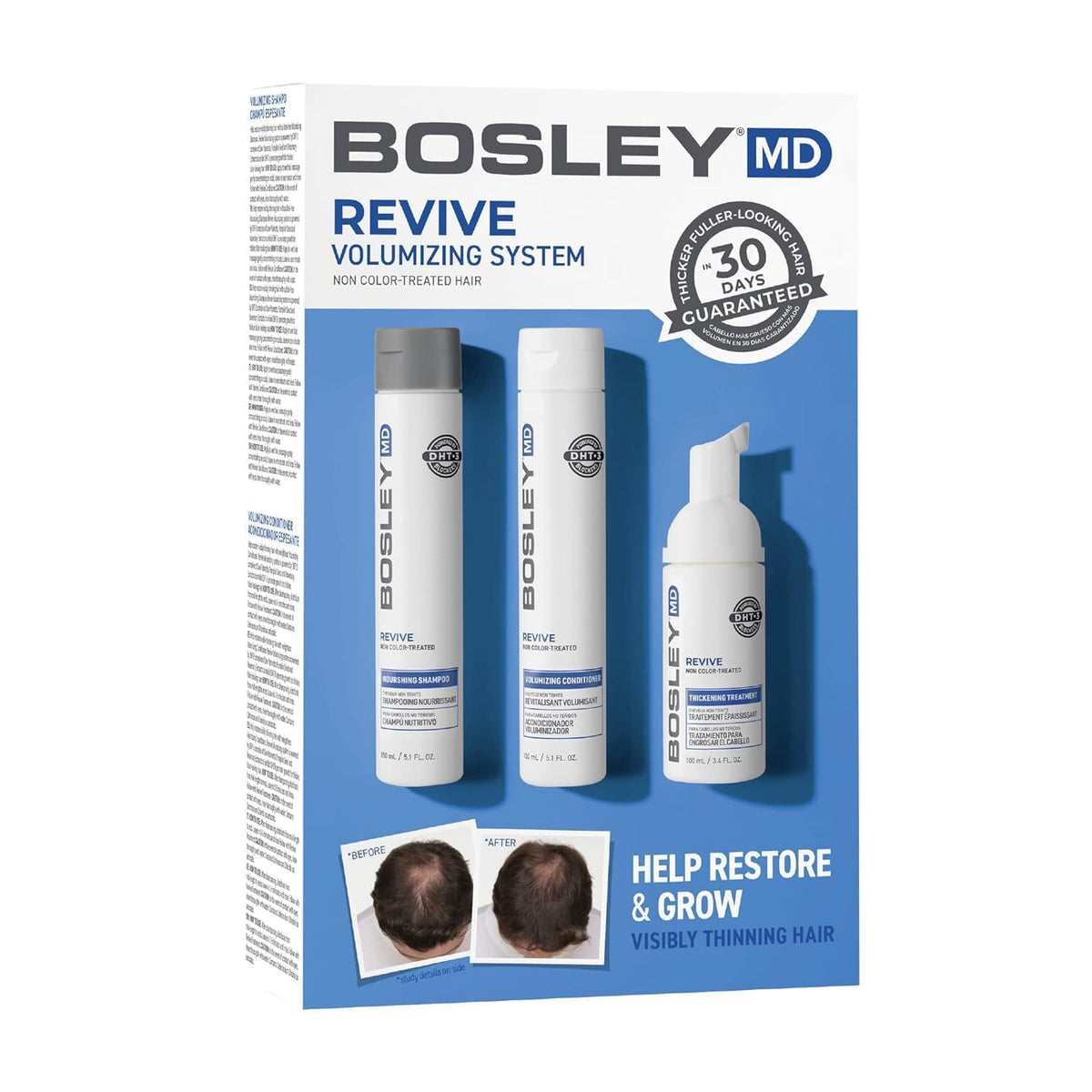 BosleyMD front packaging showing starter kit and clear product benefits