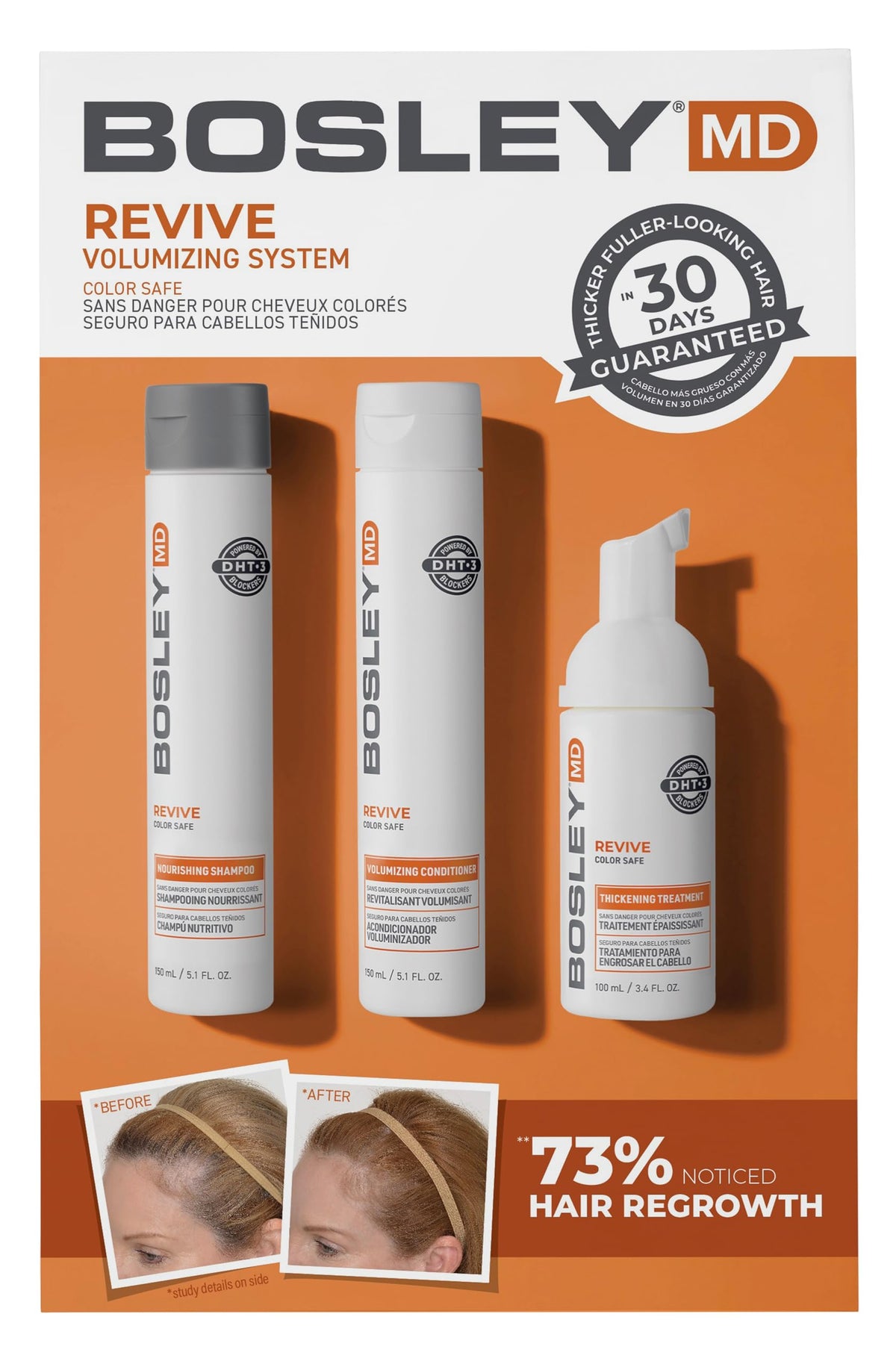 BosleyMD BosRevive front packaging showing starter kit benefits and color-safe formula