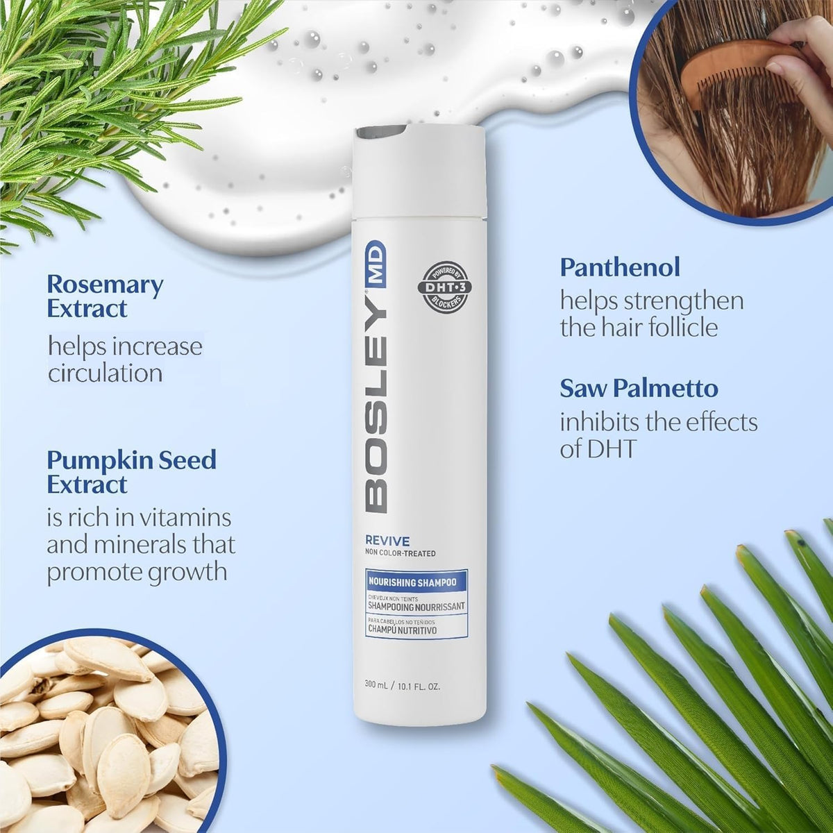 BosleyMD BosRevive shampoo lathered in hands showing easy application