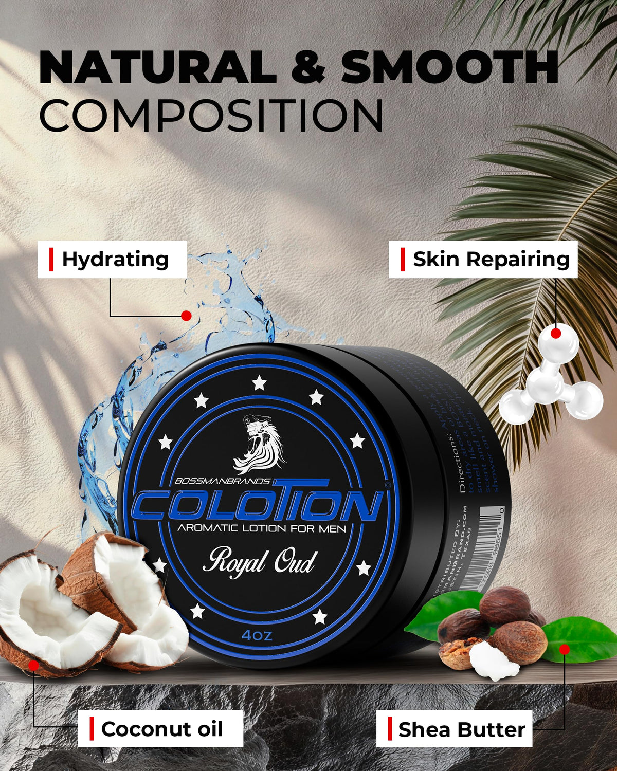Bossman Colotion applied on forearm showing hydrated skin and long-lasting scent benefit