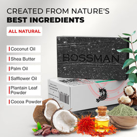 Bossman soap lather in hand demonstrating smooth shaving glide and conditioning foam