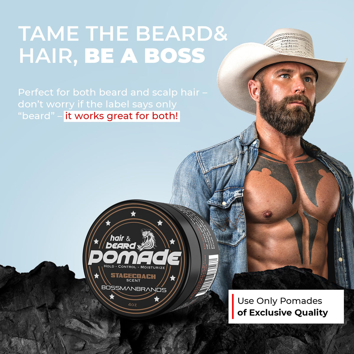 Bossman pomade on bathroom vanity suggesting daily grooming ritual