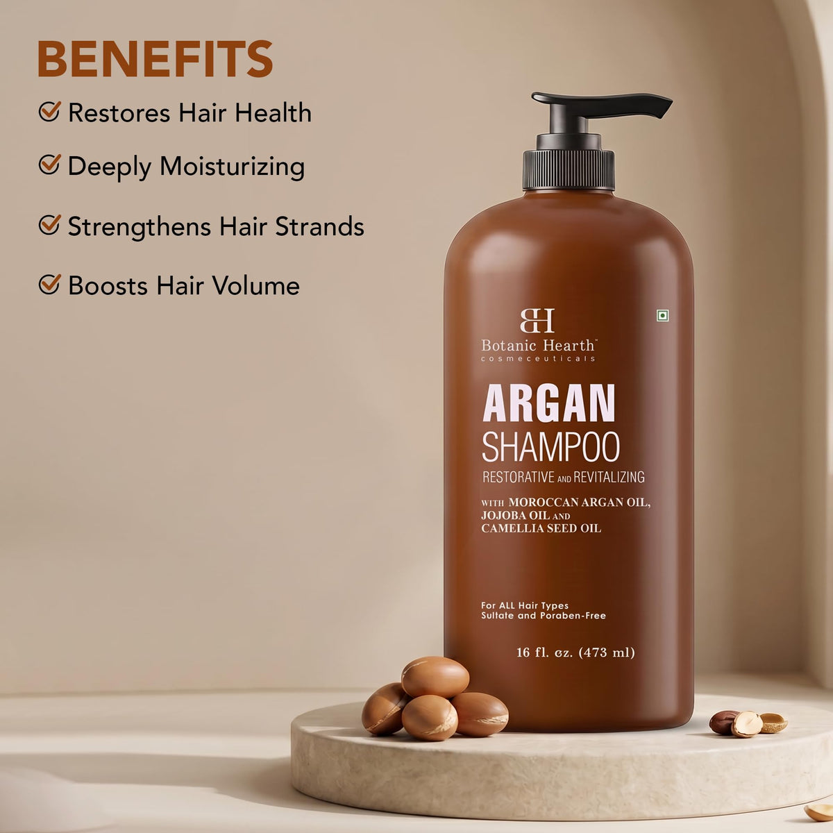 Botanic Hearth label close-up highlighting ingredients and sulfate-free claim