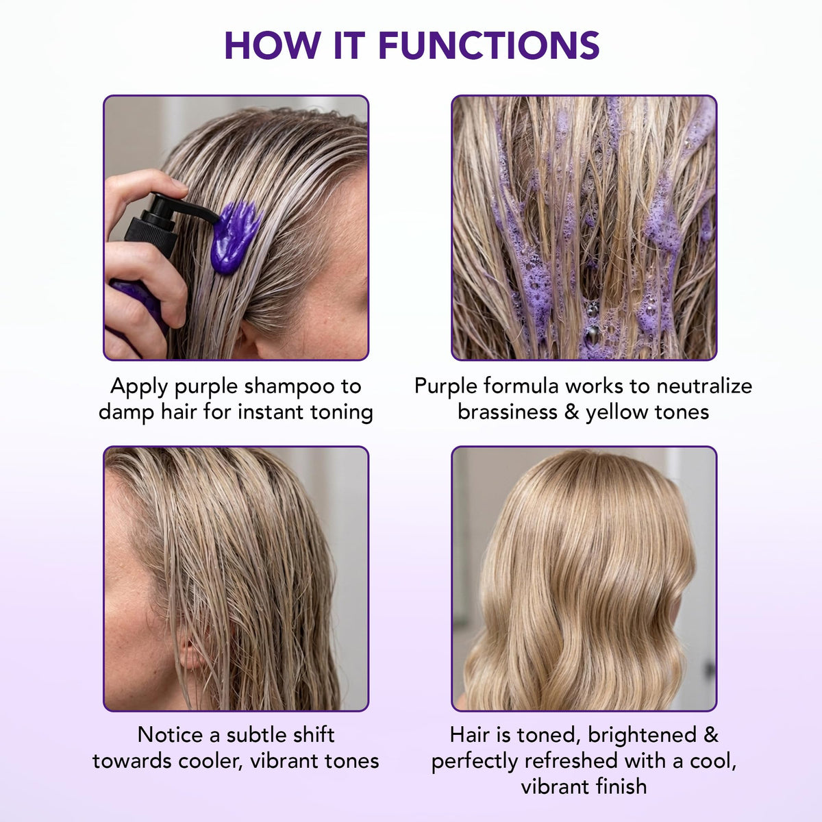 Botanic Hearth before and after toning hair photos showing reduced brassiness
