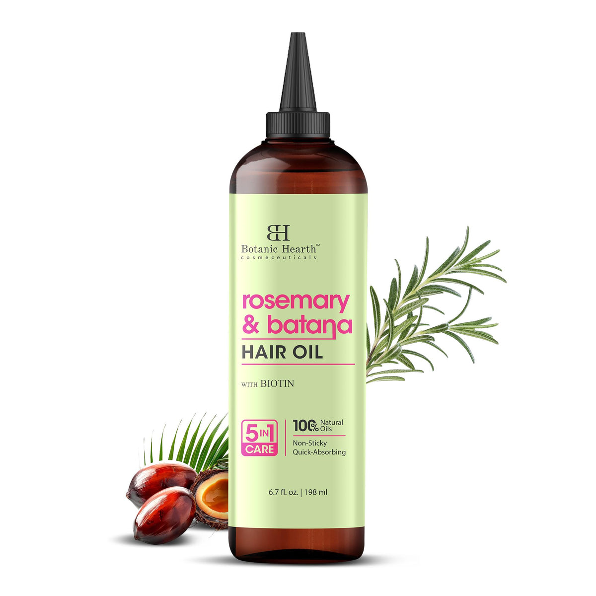 Botanic Hearth front bottle showing label and size, highlights nourishing benefits