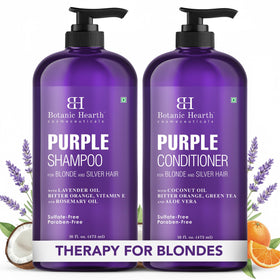 Botanic Hearth front packaging showing both 16 fl oz purple bottles and benefits