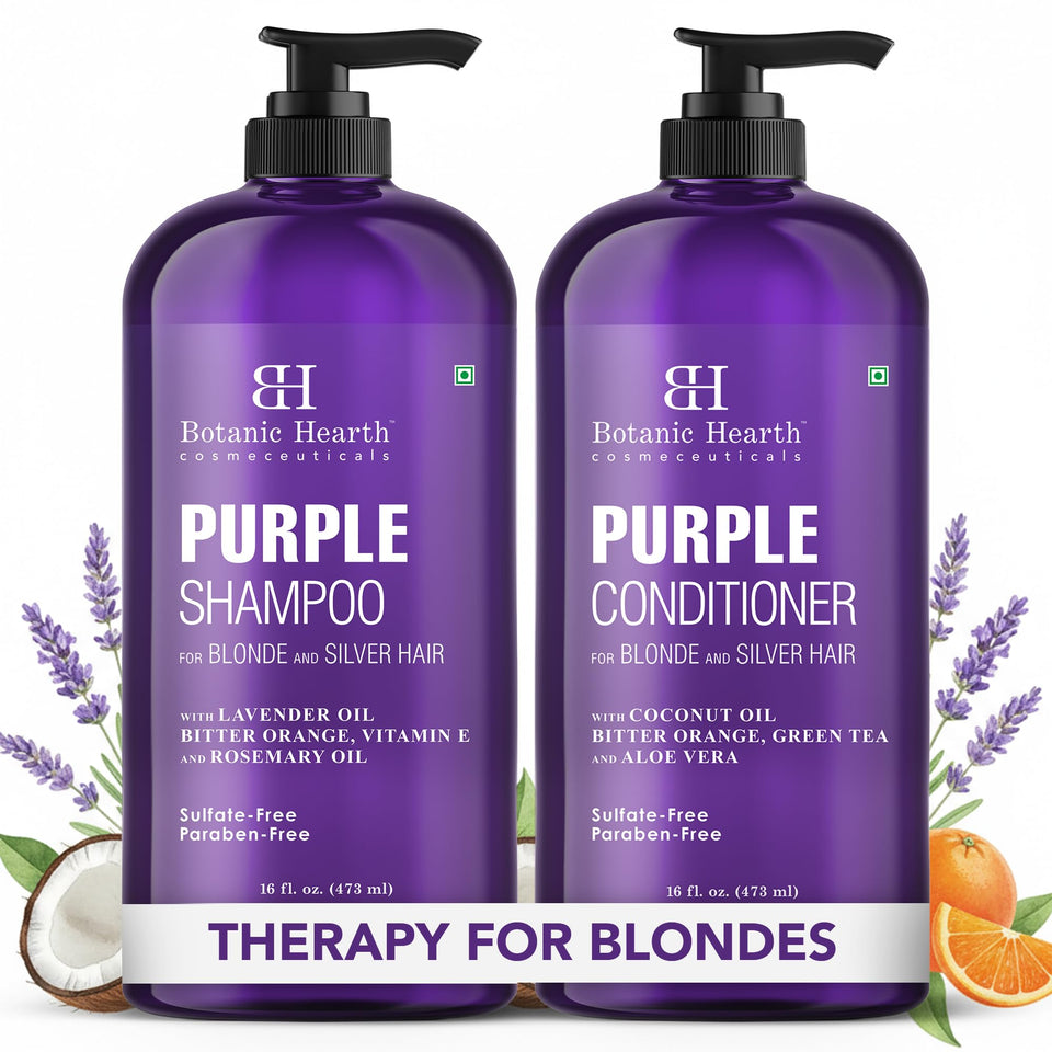 Botanic Hearth front packaging showing both 16 fl oz purple bottles and benefits