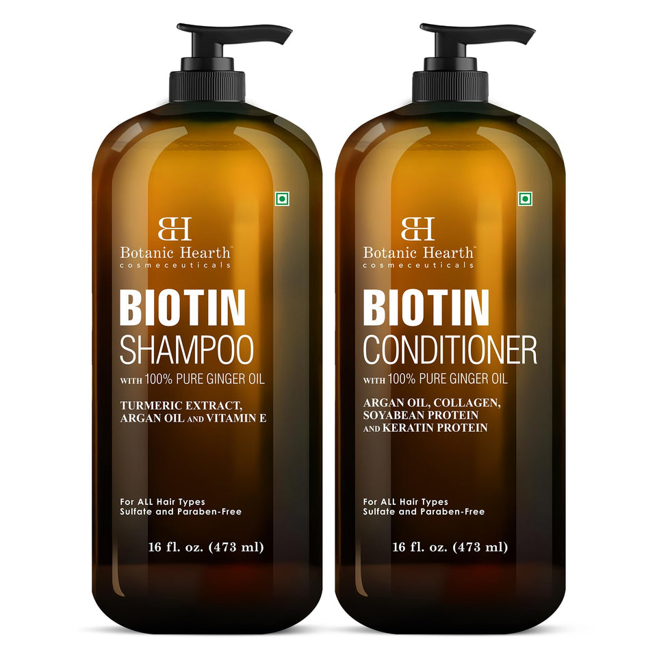 Botanic Hearth front packaging set showing both 16 fl oz bottles and branding benefit