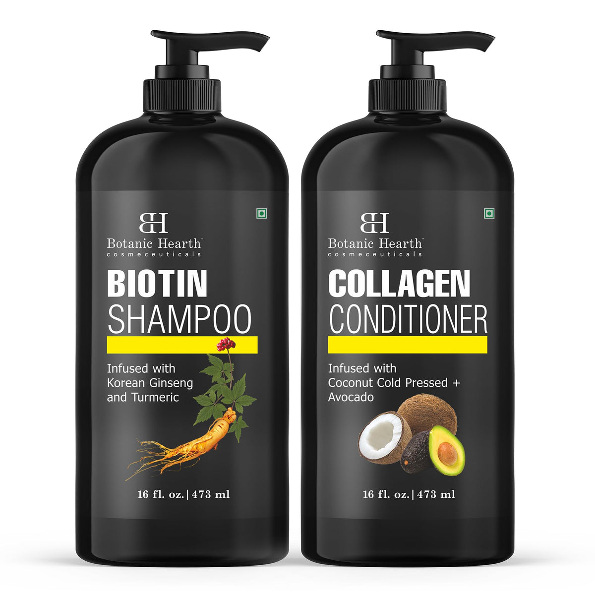 Botanic Hearth front packaging showing duo and fuller hair benefit