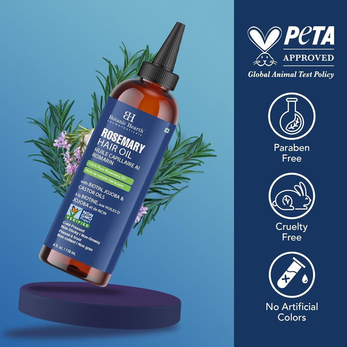 Botanic Hearth ingredients rosemary castor jojoba arranged to show natural sourcing benefits