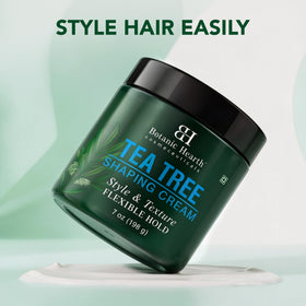 Botanic Hearth ingredient label highlighting tea tree, collagen and biotin benefits