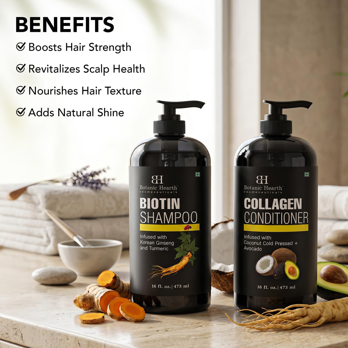 Botanic Hearth Korean ginseng root image highlighting scalp-refreshing benefit