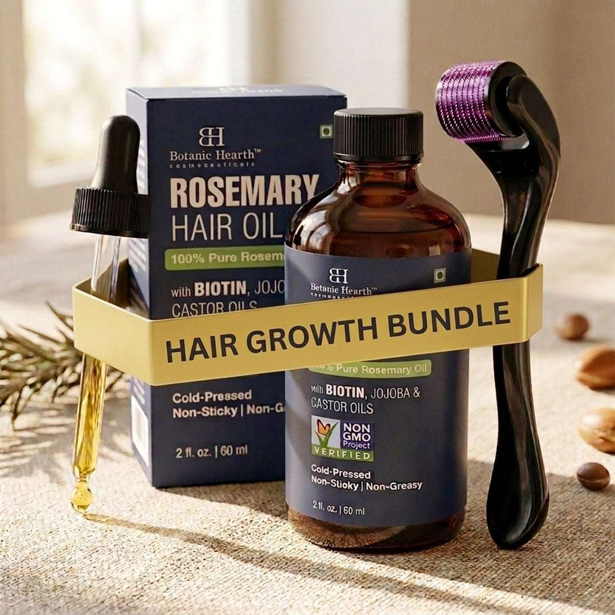 Botanic Hearth oil droplet on scalp illustrating lightweight absorption benefit