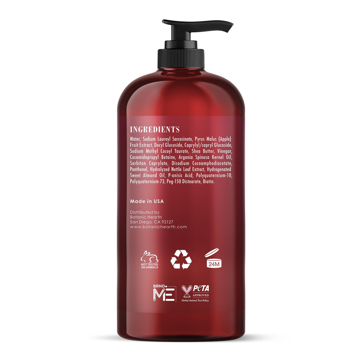 Botanic Hearth shampoo pouring into palm for controlled application