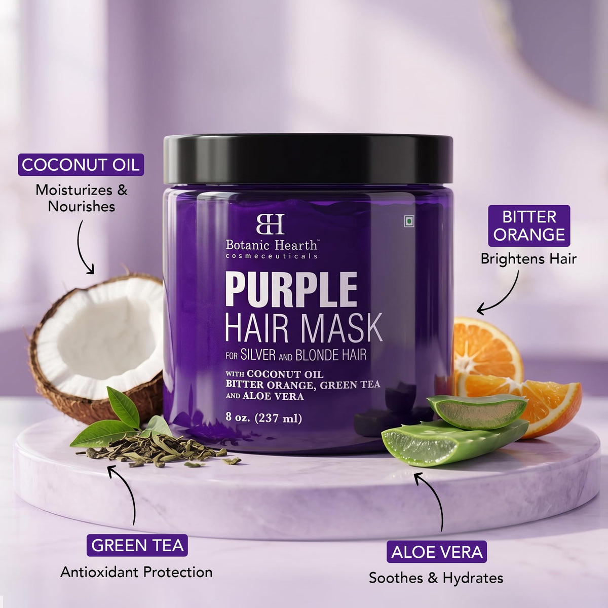 Botanic Hearth label close-up listing sulfate-free, paraben-free ingredients