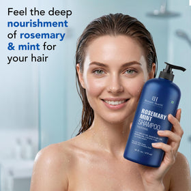 Botanic Hearth shampoo pouring to show lightweight texture and cleansing