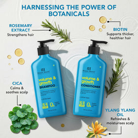 Botanic Hearth shampoo pump close-up highlighting easy dispensing and gentle lather benefit