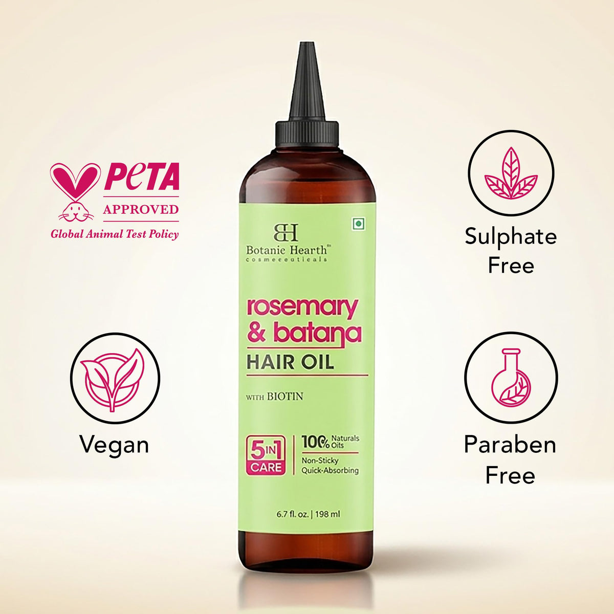 Botanic Hearth held in hand for size comparison, convenient 6.7 fl oz travel-friendly