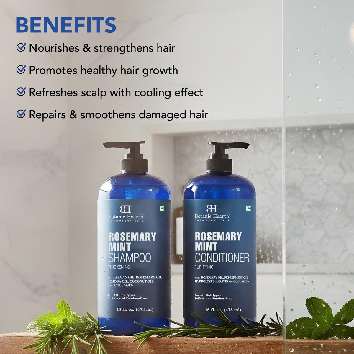Botanic Hearth hands applying shampoo in shower for invigorating feel