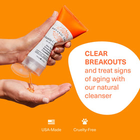 Botanic Tree application with foam on hand demonstrating gentle cleansing