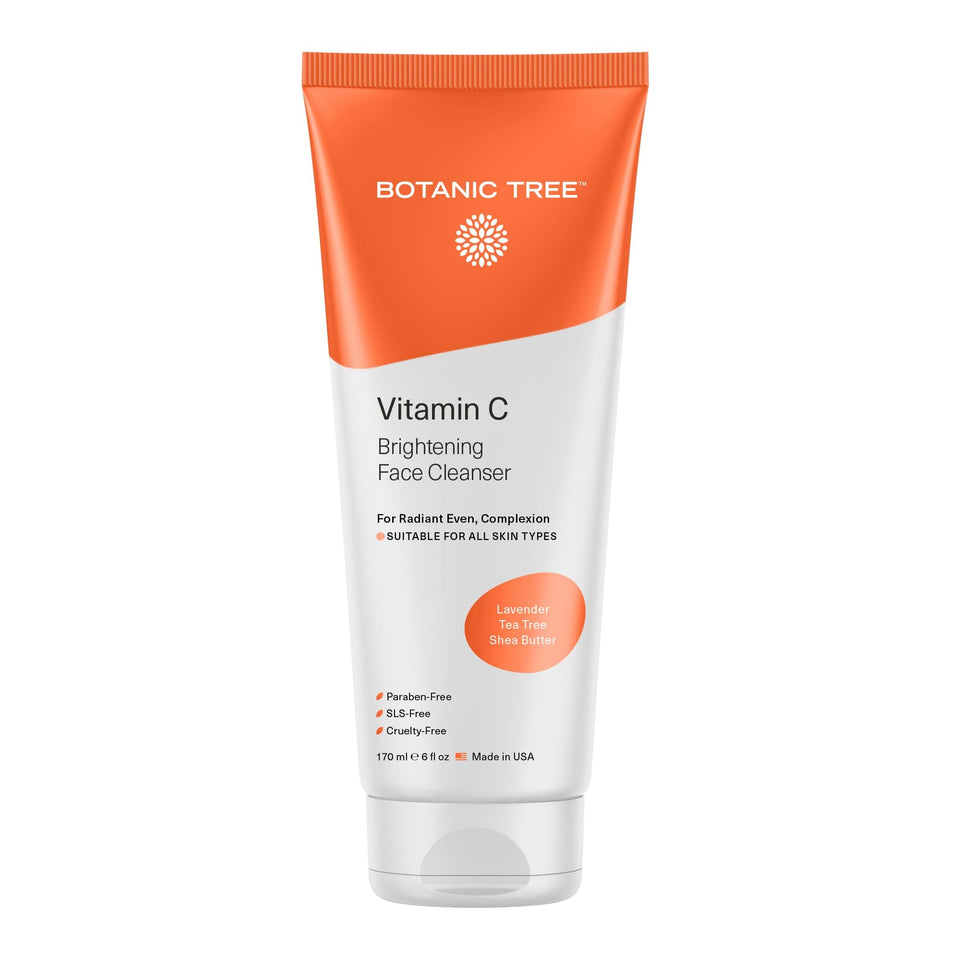 Botanic Tree front bottle showing cleanser and bright, fresh benefit