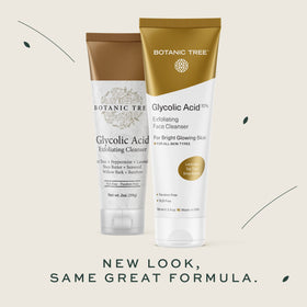 Botanic Tree tube close-up showing cleanser texture and gentle exfoliation