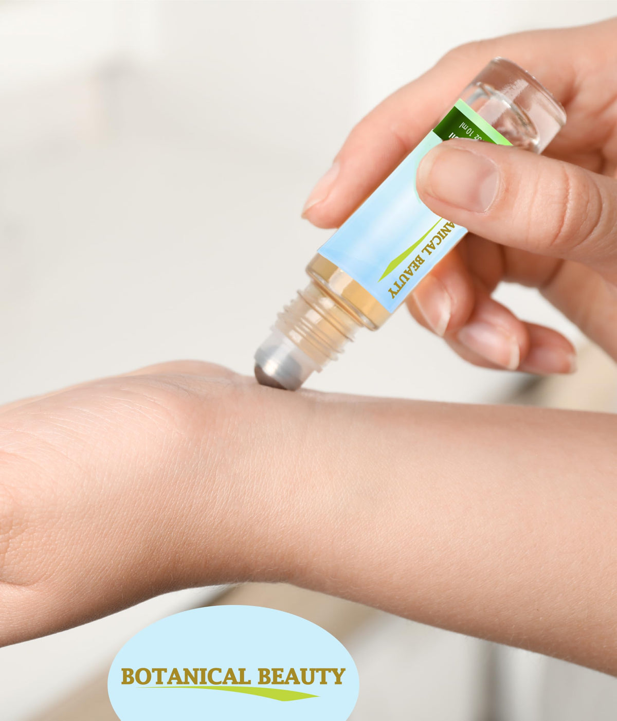 Botanical Beauty oil texture on skin demonstrating smooth jojoba base and lasting finish