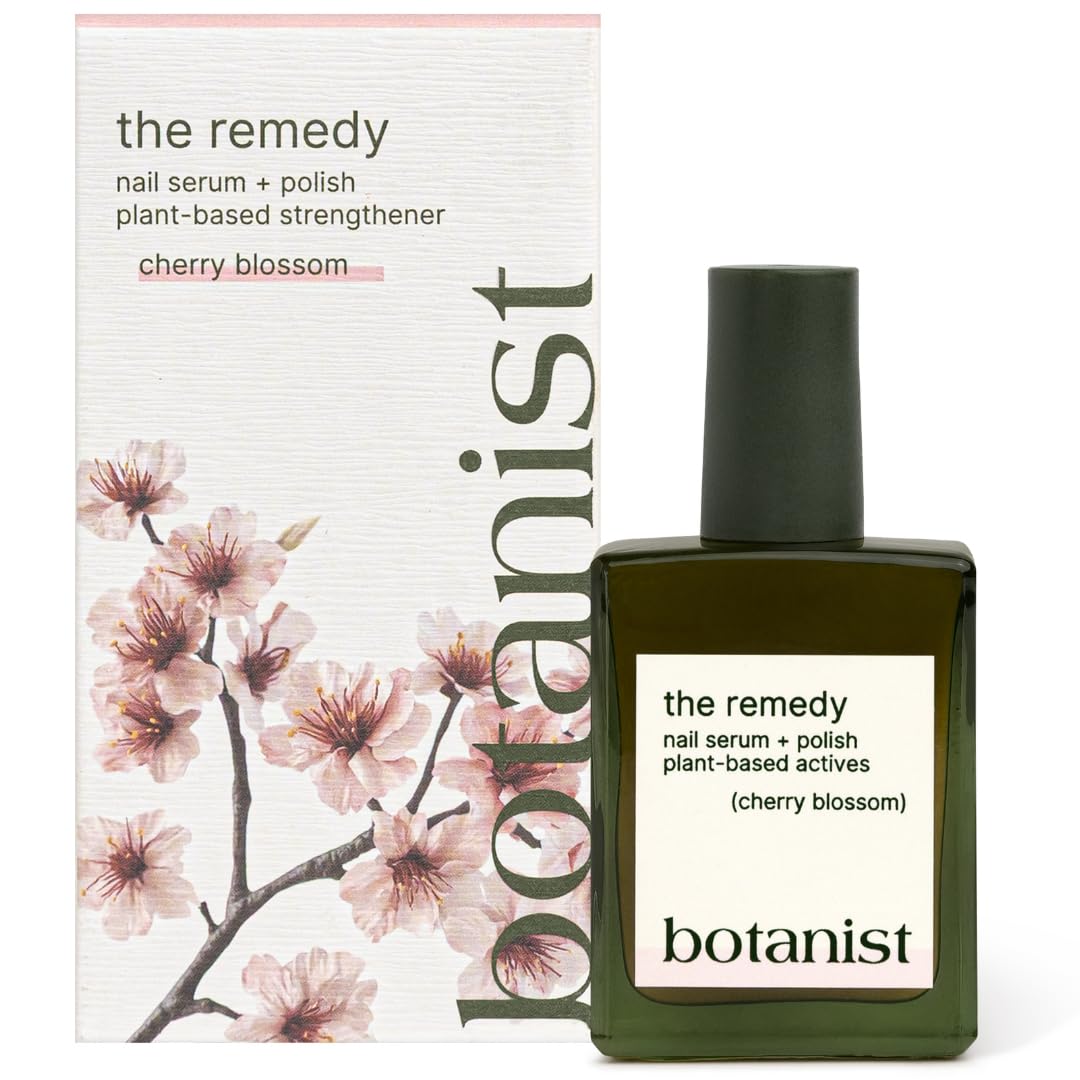 Botanist The Remedy front bottle showing cherry blossom tint and clean packaging benefits nail repair