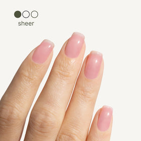 Botanist Nails rose swatch on nails hiding ridges and evening tone