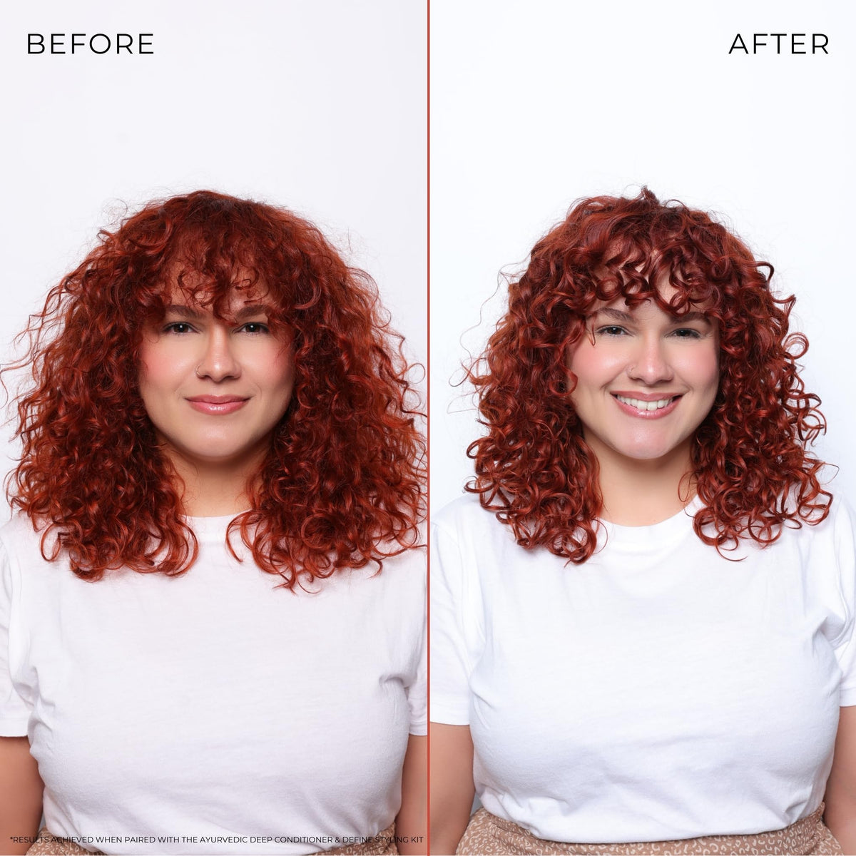 Bounce Curl lather on curly hair demonstrating effective residue removal